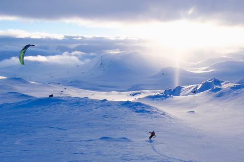 Snowkite en Norvège Snowkite à Hardangervidda