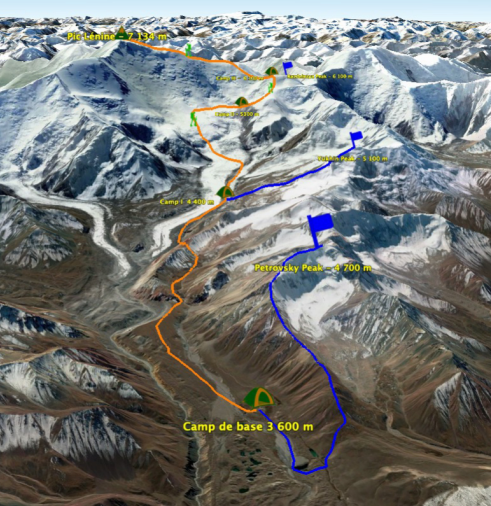 Carte du pic Lenine