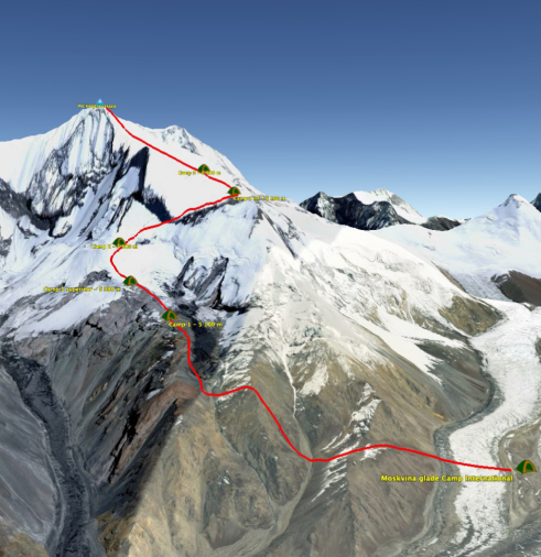 Carte du pic Korjenevskaya