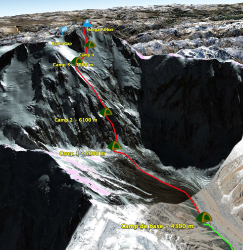 Carte de l'ascension du Nanga Parbat