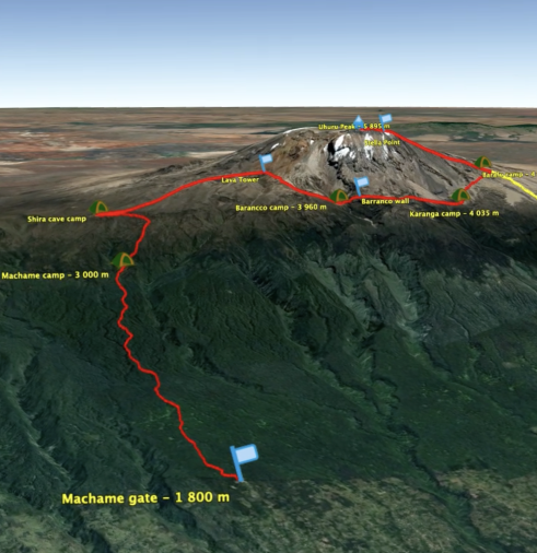 Carte Kilimandjaro voie Machame