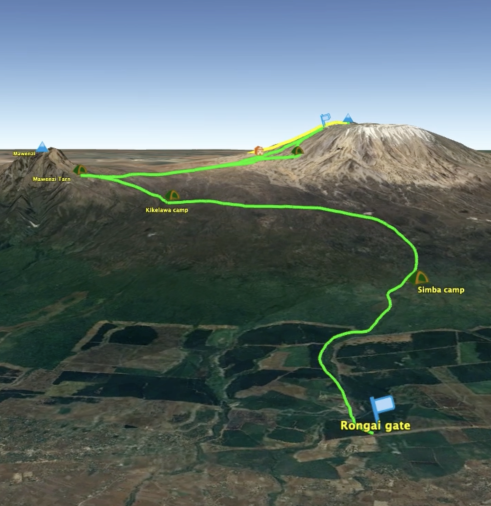 Carte Kilimandjaro voie Rongai