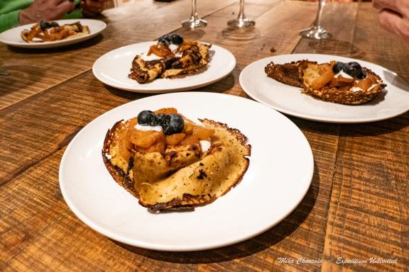 Crêpes en dessert par notre chef à Finse