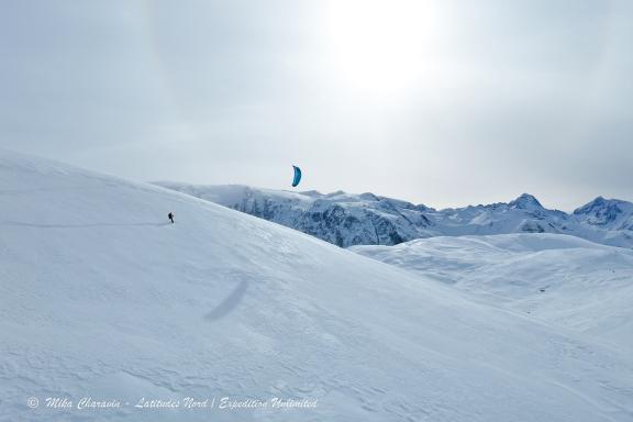 Snowkite en Haute Montagne dans les Alpes